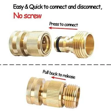 HQMPC Solid Brass Garden Hose Quick Connectors 3/4 inch GHT