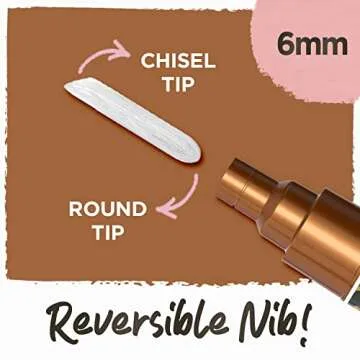 Metallic Chalk Markers (10 Pack) Liquid Chalk Pens - For Blackboards, Chalkboard, Bistro Menu, Window - Wet Wipe Erasable - 6mm Reversible Bullet & Chisel Tip