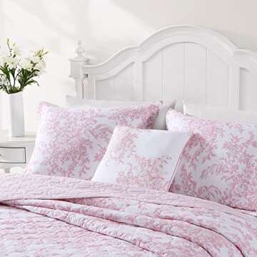 Laura Ashley Throw Pillow Decorative Pillow for Couch or Bed, Cottage Home Décor, 20 x 20, Bedford Pink