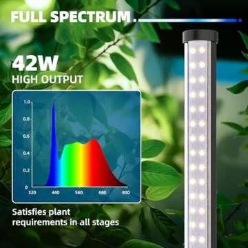 Barrina 4FT T8 Plant Grow Light Full Spectrum LED Growing Lamp Fixture for Indoor Plant Growing + T10 Vertical Grow Lights for Indoor Plants with Stand, 42W Wide Illumination Area 4FT Height