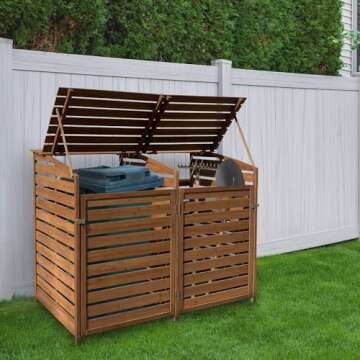Hanover Outdoor Trash Bin Shed - Wooden Storage Solution
