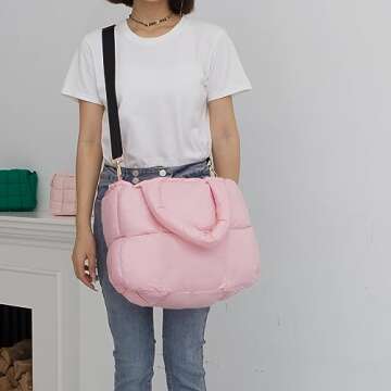 NAARIIAN women large puffer purse puffy tote bags dupes light weight handmade nylon bag woven should...