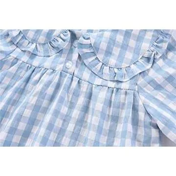 Mud Kingdom Big Girls Ruffle Collar Nightgowns Plaid Long Sleeve