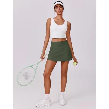 PINSPARK Women Tennis Skirt with Pockets and Shorts