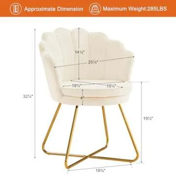 Furniliving Vanity Chair with Back, Upholstered Accent Chair for Living Room, Makeup Chair for Bedro...