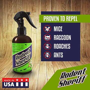 Rodent Sheriff Peppermint Oil Repellent | Fast Acting Pest Control Spray | Repels Mice, Racoons, Ant...