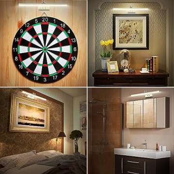 FUNCHDAY Picture Light, Wireless Rechargeable Gallery Lights with Remote, 280LM 48 LED Dimmable Painting Lighting, 16in Battery Operated Art Lights for Paintings,Wall Artwork (Antique Brass)