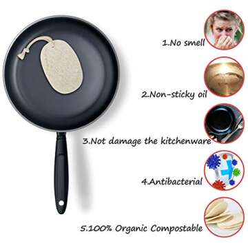 HOMUG Natural Dish Scrubbers, 6 PCS Kitchen Loofah Sponge, Greener Clean Durable Non-Scratch Brush, Made from 100% Plant-Based Fibers, Oil Non-Stick, Compostable, Luffa Loofa Loufa Lufa