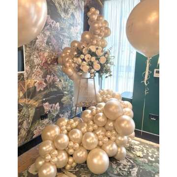 Pearl White Balloons Garland Arch Kit Different Sizes 70 PACK18/12/10/5 Inch Double-Stuffed White Ivory Latex Balloon for Wedding Birde to be Birthday Anniversary Decorations