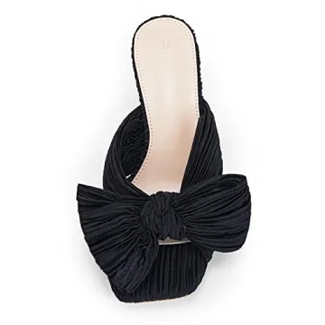 Coutgo Women's Bow Heeled Sandals - Elegant Kitten Heels