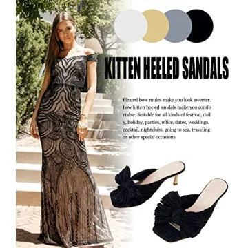 Coutgo Women's Bow Heeled Sandals - Elegant Kitten Heels