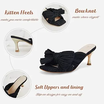 Coutgo Women's Bow Heeled Sandals - Elegant Kitten Heels