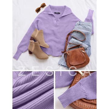 ZESICA Women's Comfortable Fall V Neck Pullover Sweater