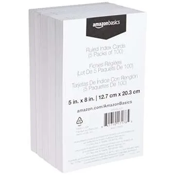 Amazon Basics Ruled Lined Index Note Cards, 500 Count, Perfect for Study & Organization