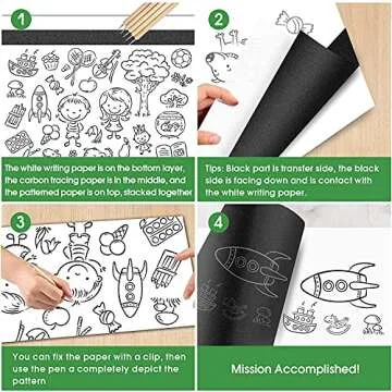 Carbon Paper for Tracing Graphite Transfer-Paper - PSLER 32 PCS Black for Tracing Drawing Patterns on Wood Projects Canvas Fabric Artist Lettering Sketch Drawing A4 Size 8.5 X 11 Inch