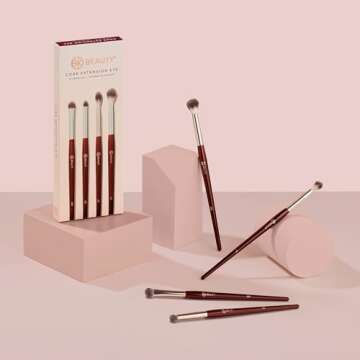 BK BEAUTY - CORE LINE EXTENSION EYE SET (4PC) - Professional Eyeshadow Brush Set for Precise Makeup Placement & Blending | Premium Eye Makeup Brushes for Flawless Application