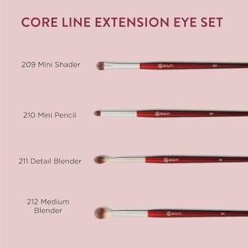 BK BEAUTY - CORE LINE EXTENSION EYE SET (4PC) - Professional Eyeshadow Brush Set for Precise Makeup Placement & Blending | Premium Eye Makeup Brushes for Flawless Application