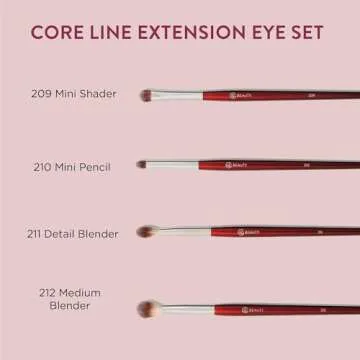 BK BEAUTY - CORE LINE EXTENSION EYE SET (4PC) - Professional Eyeshadow Brush Set for Precise Makeup Placement & Blending | Premium Eye Makeup Brushes for Flawless Application