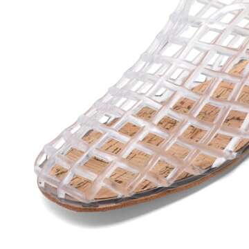 Molozoey Jelly Mesh Ballet Flats for Women，Closed Toe Adult Jelly Shoes Women，Comfortable Clear Jelly Flats Sandals for women Clear