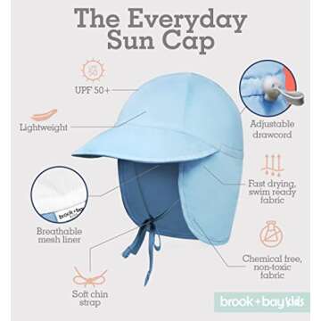 Baby Sun Hat, Kids Sun Hat - Baby Boy Sun Hat, Baby Girl Sun Hat - Baby Beach Hat, Baby Summer Hat, Baby Swim Hat - Baby Boy Beach Hat, Baby Boy Swim Hat & Baby Girl Swim Hat Light Blue