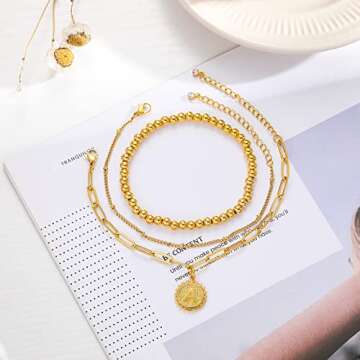 Gold Initial Bracelets for Women and Teen Girls Jewelry