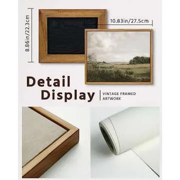 VIYYIEA Framed Canvas Wall Art Room Decor, Vintage Landscape Art Prints, Vast Grassland Rustic Farmhouse Wall Decor for Bedroom Bathroom Living Room 9"x11"