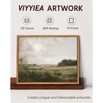 VIYYIEA Framed Canvas Wall Art Room Decor, Vintage Landscape Art Prints, Vast Grassland Rustic Farmhouse Wall Decor for Bedroom Bathroom Living Room 9"x11"