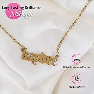 Sorority Shop Delta Zeta Necklace — DZ Old English Font Design, 18K Gold Plated, Delta Zeta Gifts ...