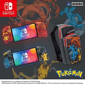 HORI Nintendo Switch Split Pad Pro (Pikachu & Lucario) - Ergonomic Controller for Handheld Mode - Officially Licensed by Nintendo & Pokémon
