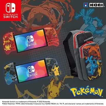 HORI Nintendo Switch Split Pad Pro (Pikachu & Lucario) - Ergonomic Controller for Handheld Mode - Officially Licensed by Nintendo & Pokémon