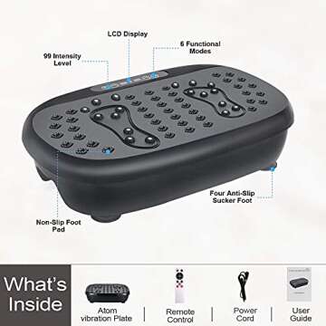 EILISON Atom Vibration Plate Exercise Machine - Full Body Vibration Fitness Platform Equipment for Home & Travel Workout, Weight Loss, Toning & Wellness - Max User Weight 250lbs