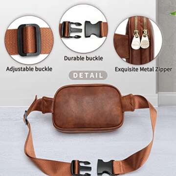 APHISON Fanny Packs for Women Belt Bag Crossbody Bags for Women Mini Everywhere Fashion Waist Bag Vegan Leather Purse with Adjustable Strap Brown