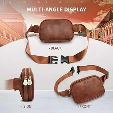 APHISON Fanny Packs for Women Belt Bag Crossbody Bags for Women Mini Everywhere Fashion Waist Bag Vegan Leather Purse with Adjustable Strap Brown