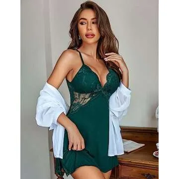 Avidlove Lingerie for Women Nightgowns Lace Babydoll Sleepwear Nightie Womens Lingeries Dark Green