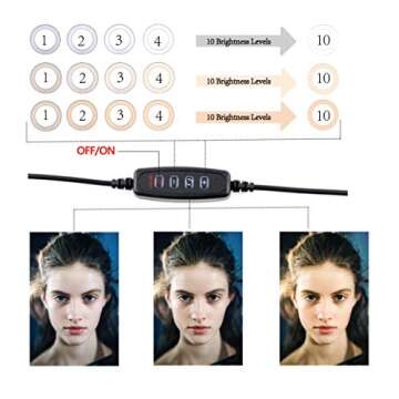 Selfie Ring Light 6.3-inch with Stand & Phone Holder, 3 Light Settings Dimmable Desktop LED Camera Lights for Recording Video Conferencing, Makeup, YouTube, Live Streaming