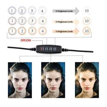 Selfie Ring Light 6.3-inch with Stand & Phone Holder, 3 Light Settings Dimmable Desktop LED Camera Lights for Recording Video Conferencing, Makeup, YouTube, Live Streaming