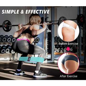 EnriQ Booty Bands Fabric Resistance Bands for Legs and Butt - Non Slip Cloth Hip Bands Elastic Workout Bands - Activate Glutes and Thighs - Made of Premium Elastic Fabric (Grey, Pink, Pale Turquoise)