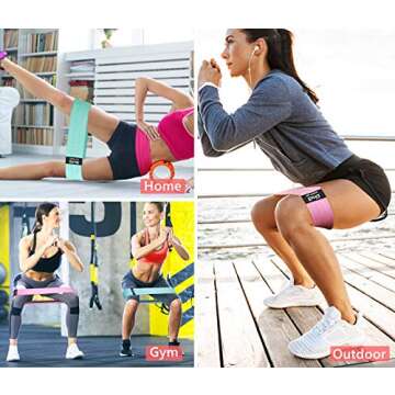 EnriQ Booty Bands Fabric Resistance Bands for Legs and Butt - Non Slip Cloth Hip Bands Elastic Workout Bands - Activate Glutes and Thighs - Made of Premium Elastic Fabric (Grey, Pink, Pale Turquoise)