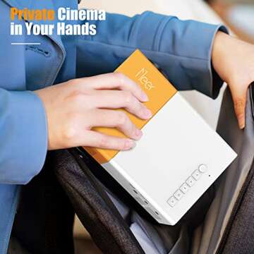 Meer Mini Projector,Portable Movie Projector,Smart Home Projector,Neat Projector for iOS,Android,Windows,PS5,Laptop,TV-Stick,Compatible with HDMI,USB,Audio,TF Card,AV and Remote Control