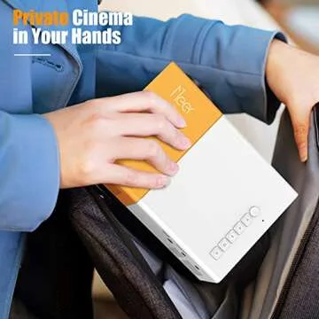 Meer Mini Projector,Portable Movie Projector,Smart Home Projector,Neat Projector for iOS,Android,Windows,PS5,Laptop,TV-Stick,Compatible with HDMI,USB,Audio,TF Card,AV and Remote Control