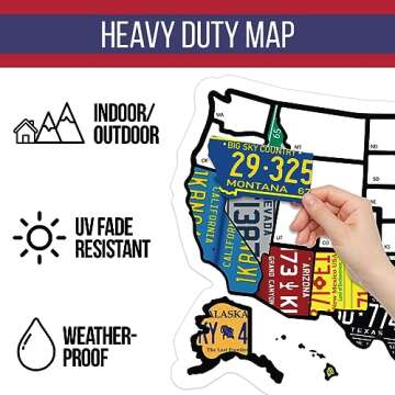 RV State Map Sticker Travel Map - 11" x 17", Explore & Mark States Visited - Interior/Exterior UV-Protected Fade Resistant USA Map Decal - Essential Motorhome, Camper & Van Life Accessory