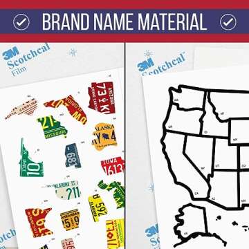RV State Map Sticker Travel Map - 11" x 17", Explore & Mark States Visited - Interior/Exterior UV-Protected Fade Resistant USA Map Decal - Essential Motorhome, Camper & Van Life Accessory
