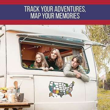RV State Map Sticker Travel Map - 11" x 17", Explore & Mark States Visited - Interior/Exterior UV-Protected Fade Resistant USA Map Decal - Essential Motorhome, Camper & Van Life Accessory
