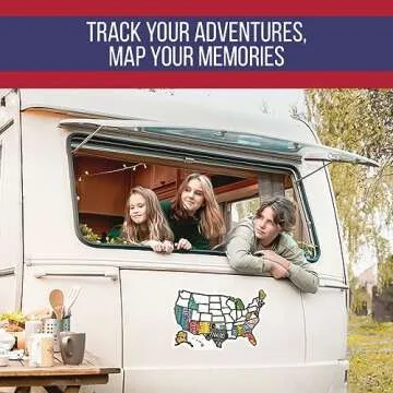 RV State Map Sticker Travel Map - 11" x 17", Explore & Mark States Visited - Interior/Exterior UV-Protected Fade Resistant USA Map Decal - Essential Motorhome, Camper & Van Life Accessory