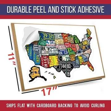 RV State Map Sticker Travel Map - 11" x 17", Explore & Mark States Visited - Interior/Exterior UV-Protected Fade Resistant USA Map Decal - Essential Motorhome, Camper & Van Life Accessory