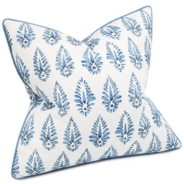 MANOJAVAYA Set of 2 Pcs Printed Booti Decorative Square Accent Throw Pillow Cover - Home Decor for Couch, Sofa, Chair - 20x20 Inches, Blue