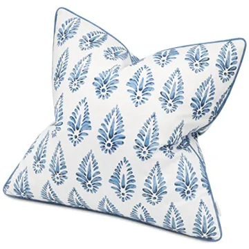 MANOJAVAYA Set of 2 Pcs Printed Booti Decorative Square Accent Throw Pillow Cover - Home Decor for Couch, Sofa, Chair - 20x20 Inches, Blue
