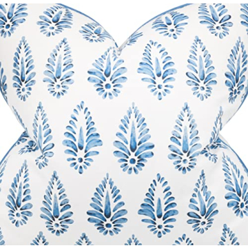 MANOJAVAYA Set of 2 Pcs Printed Booti Decorative Square Accent Throw Pillow Cover - Home Decor for Couch, Sofa, Chair - 20x20 Inches, Blue