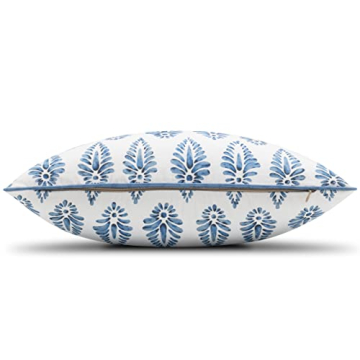 MANOJAVAYA Set of 2 Pcs Printed Booti Decorative Square Accent Throw Pillow Cover - Home Decor for Couch, Sofa, Chair - 20x20 Inches, Blue