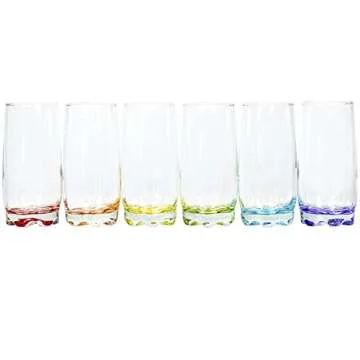 Vibrant Splash Highball Glasses Set of 6 - Colorful Design